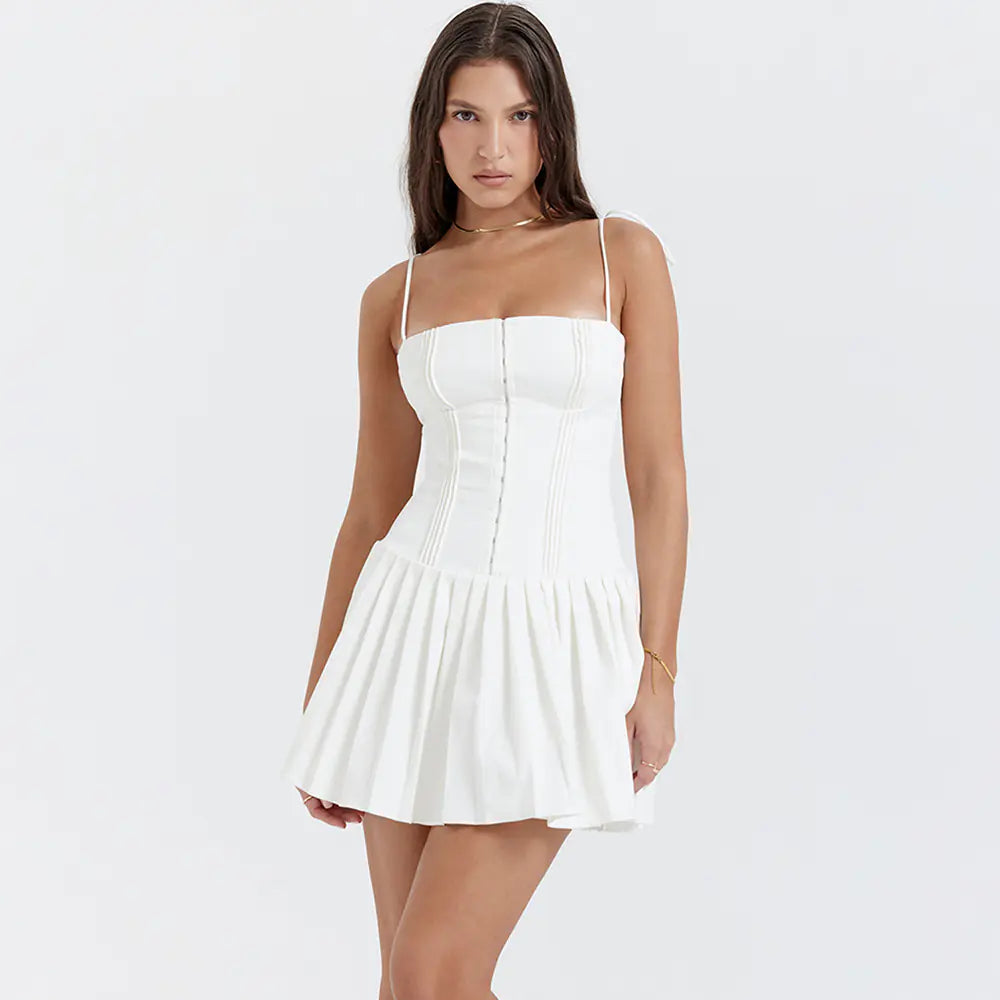 Summer White French Style Mini Corset Dress